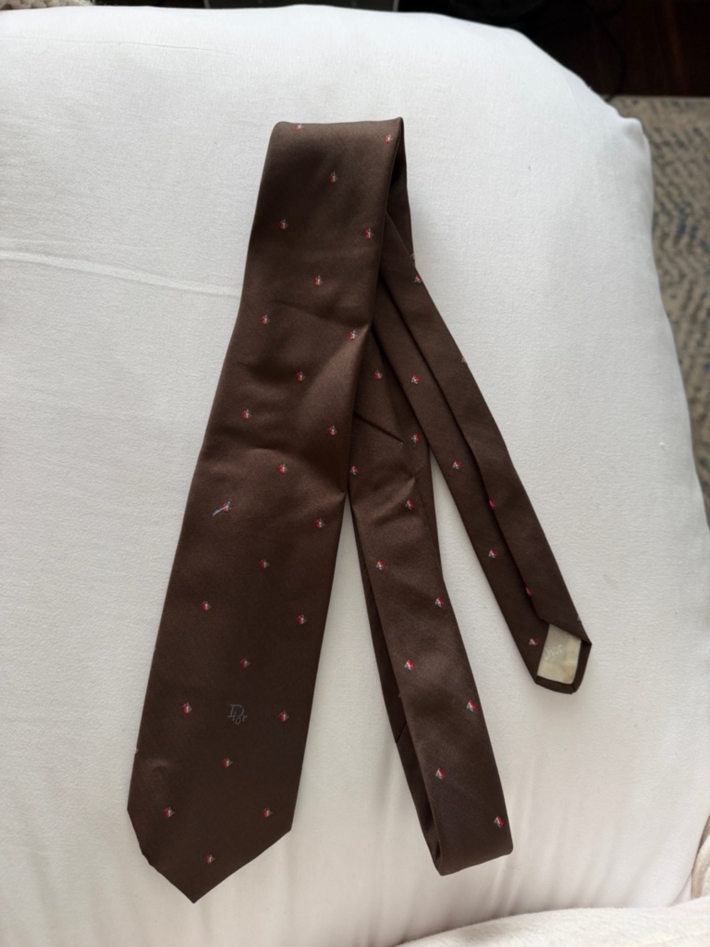 vintage 80s Christian Dior chocolate brown tie